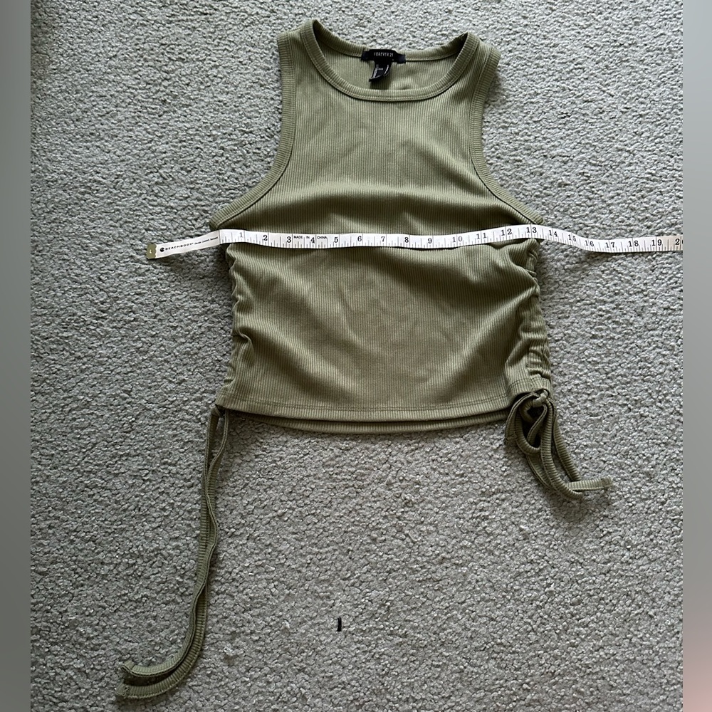 Olive Green Sleeveless Ribbed Top